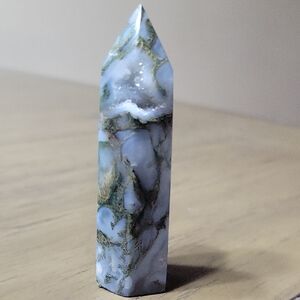 Crystal Tower Moss Agate With Druzy High Quality